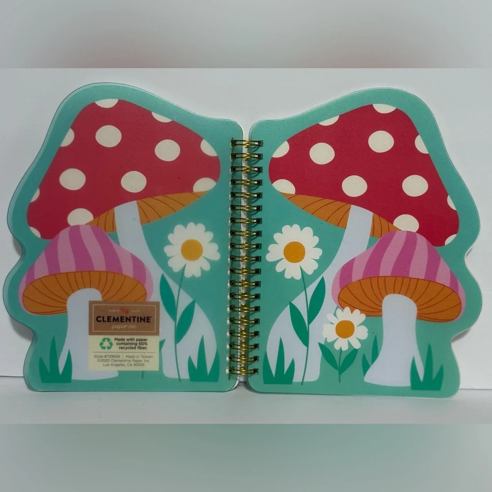Clementine Mushroom Spiral Notebook with Red and Pink Cover